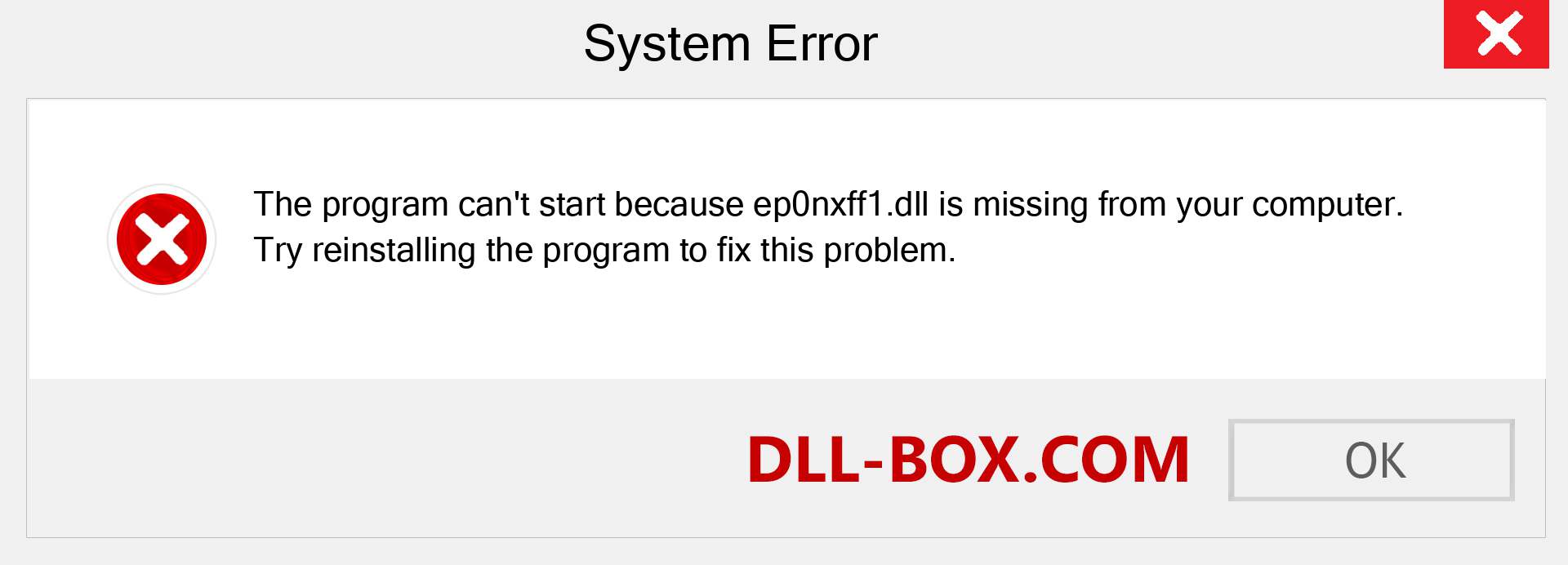  ep0nxff1.dll file is missing?. Download for Windows 7, 8, 10 - Fix  ep0nxff1 dll Missing Error on Windows, photos, images